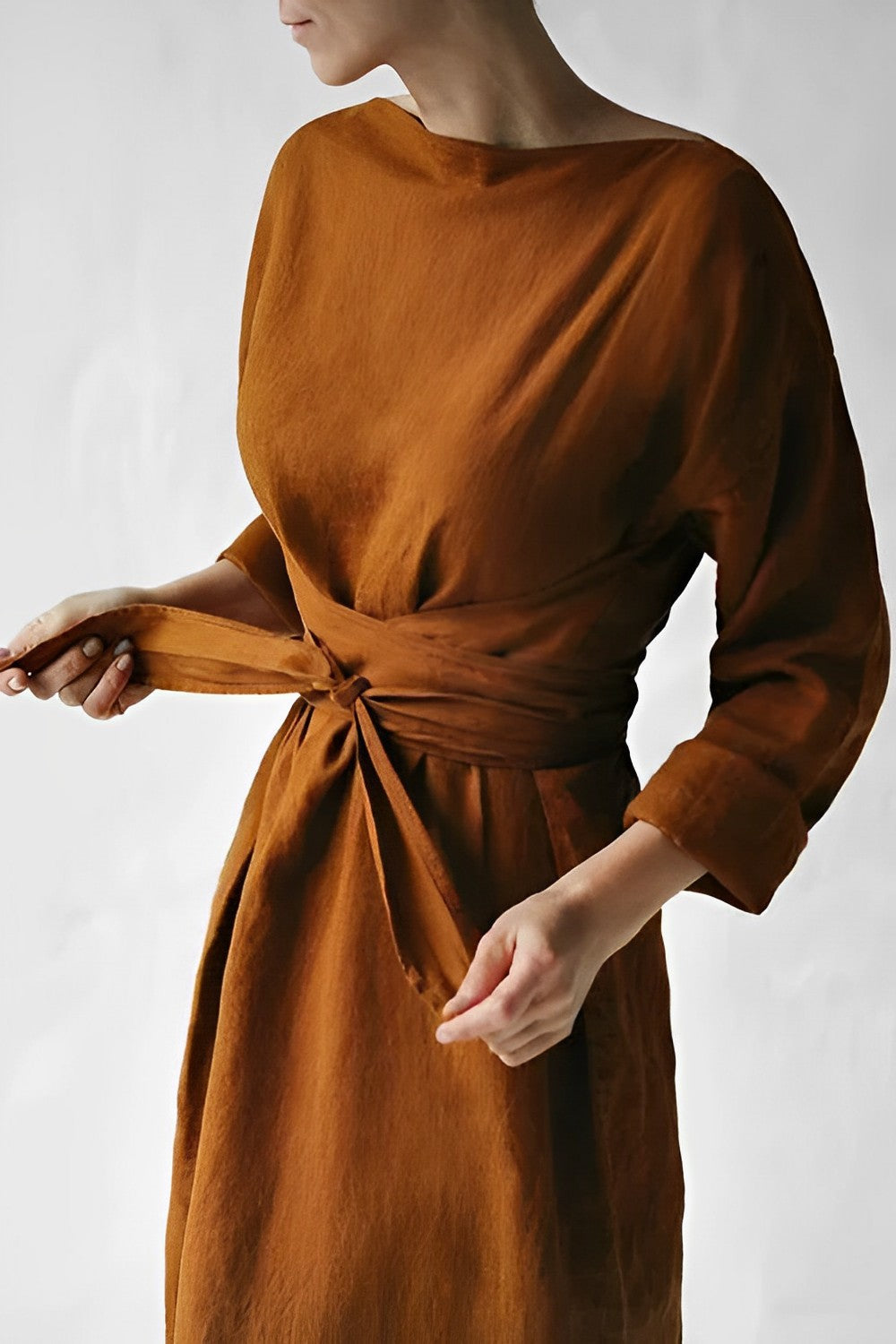 Drune | Leinen Wickel Maxikleid