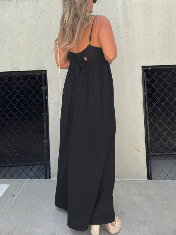 Drune | Jumpsuit mit V-Ausschnitt und Breiten Trägern