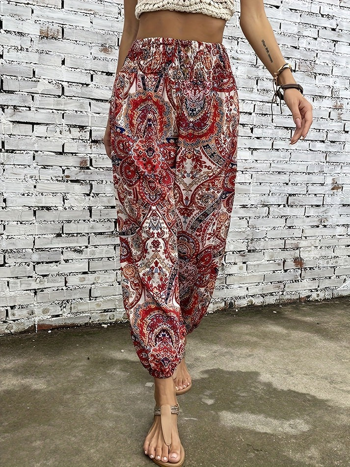 Boho Hose Damen Sommerhose mit Print