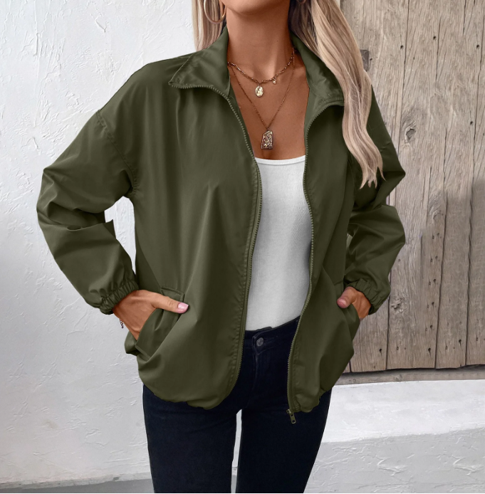 Drune | Herbstjacke mit Reißverschluss und Hohem Kragen, Leicht