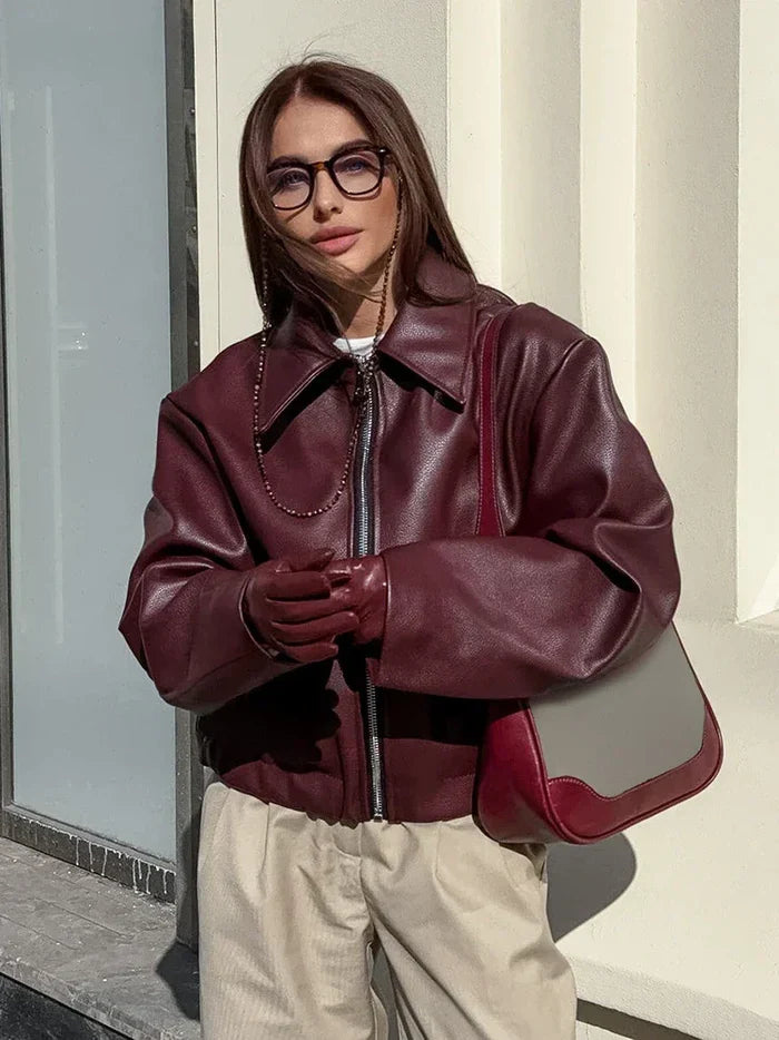 Drune | Herbstjacke mit Reißverschluss und Leder, Casual