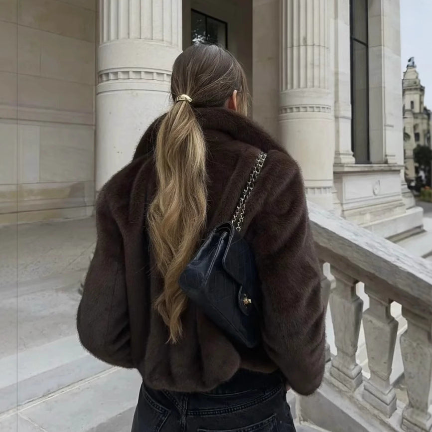 Drune | Fake Fur,Mäntel Mit Kragen, Braun Pelzlook