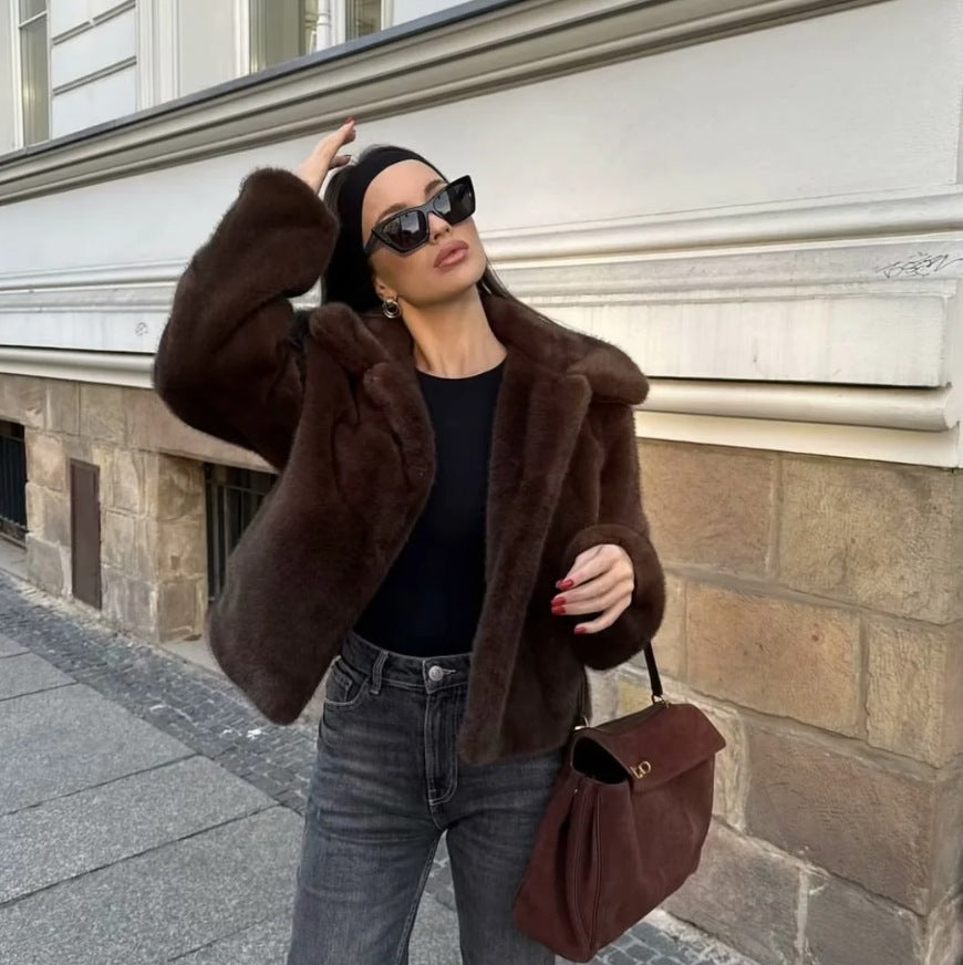 Drune | Fake Fur,Mäntel Mit Kragen, Braun Pelzlook