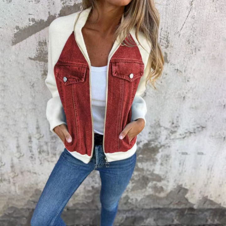 Drune | Jacke mit Denim,Front und Strickärmeln, Casual