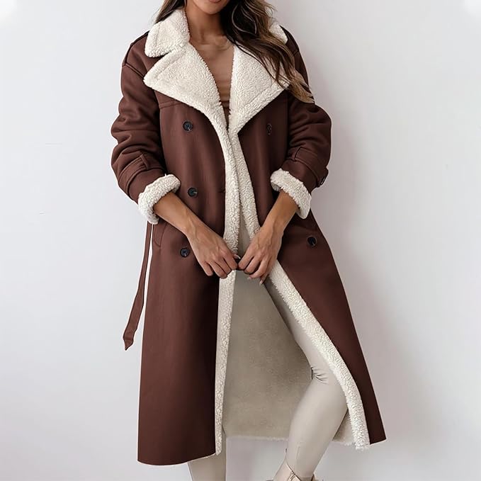 Drune | Lange Jacke, Gürtel und Fleecefutter