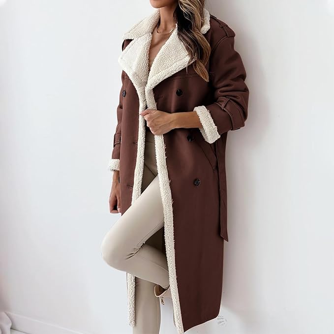 Drune | Lange Jacke, Gürtel und Fleecefutter