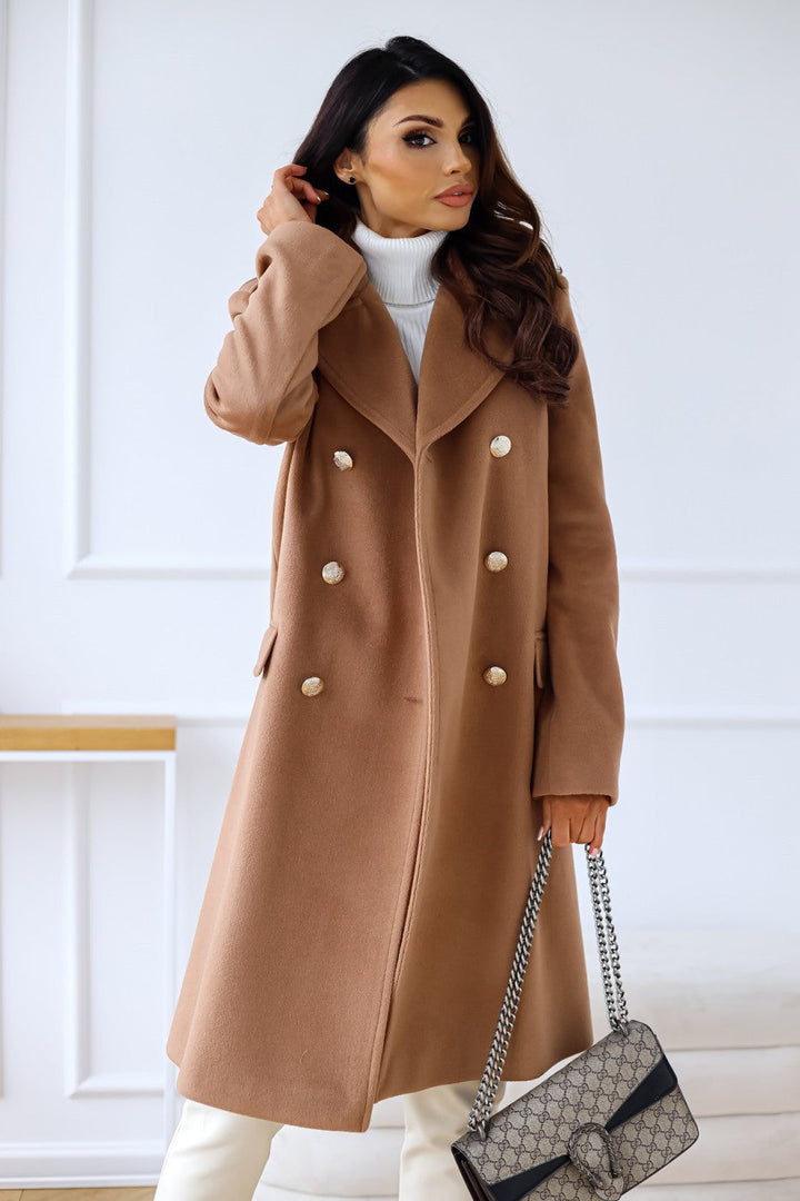 Drune | Langer Trenchcoat Mit Knopverschluss und Schmaler Passform