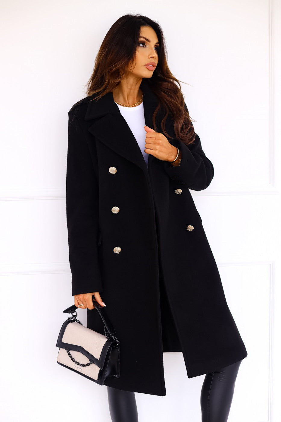 Drune | Langer Trenchcoat Mit Knopverschluss und Schmaler Passform