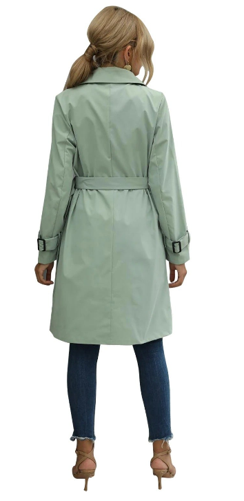 Drune | Lange Trenchcoat mit Taillengürtel und Knöpfen