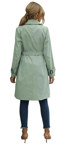 Drune | Lange Trenchcoat mit Taillengürtel und Knöpfen