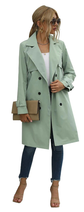 Drune | Lange Trenchcoat mit Taillengürtel und Knöpfen