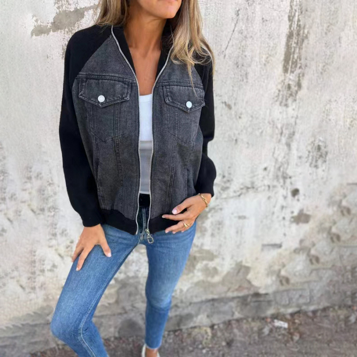 Drune | Übergangsjacke mit Denimfront und Reißverschluss