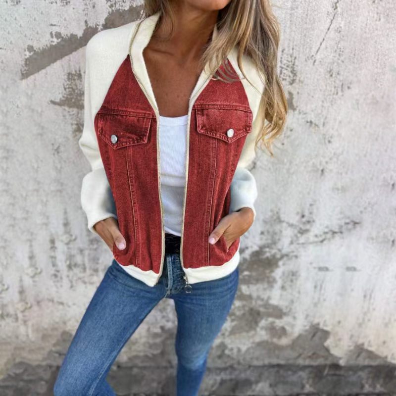 Drune | Übergangsjacke mit Denimfront und Reißverschluss