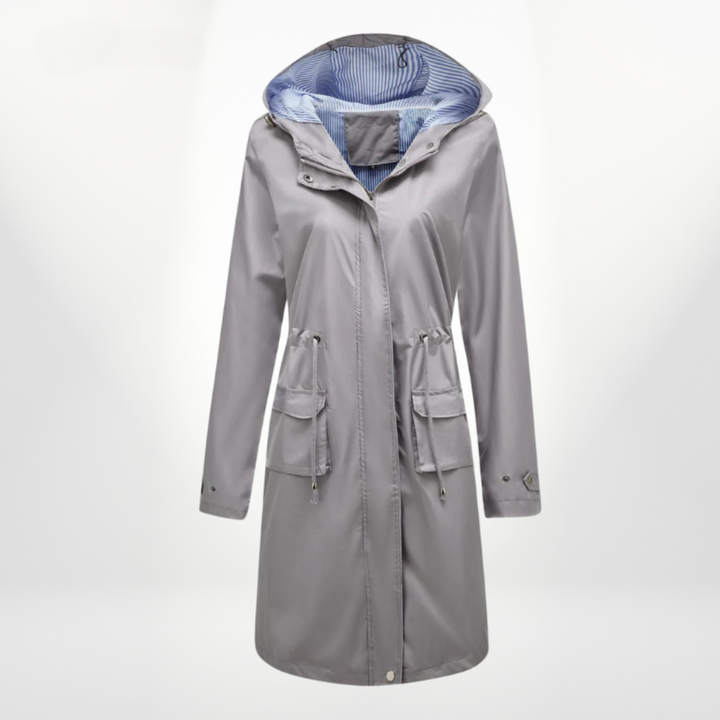Drune | Schwarzer Trenchcoat Mit Kapuze und Reißverschlussclosure