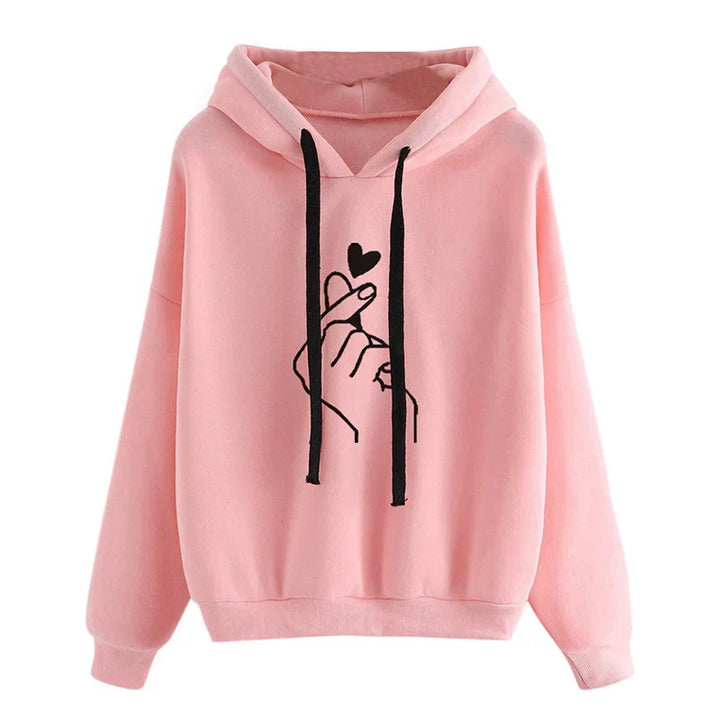 Drune | Damen Hoodie aus Fleece mit Fingerherz-Motiv