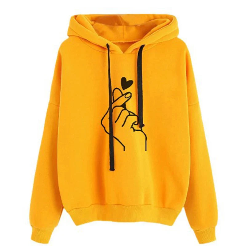 Drune | Damen Hoodie aus Fleece mit Fingerherz-Motiv
