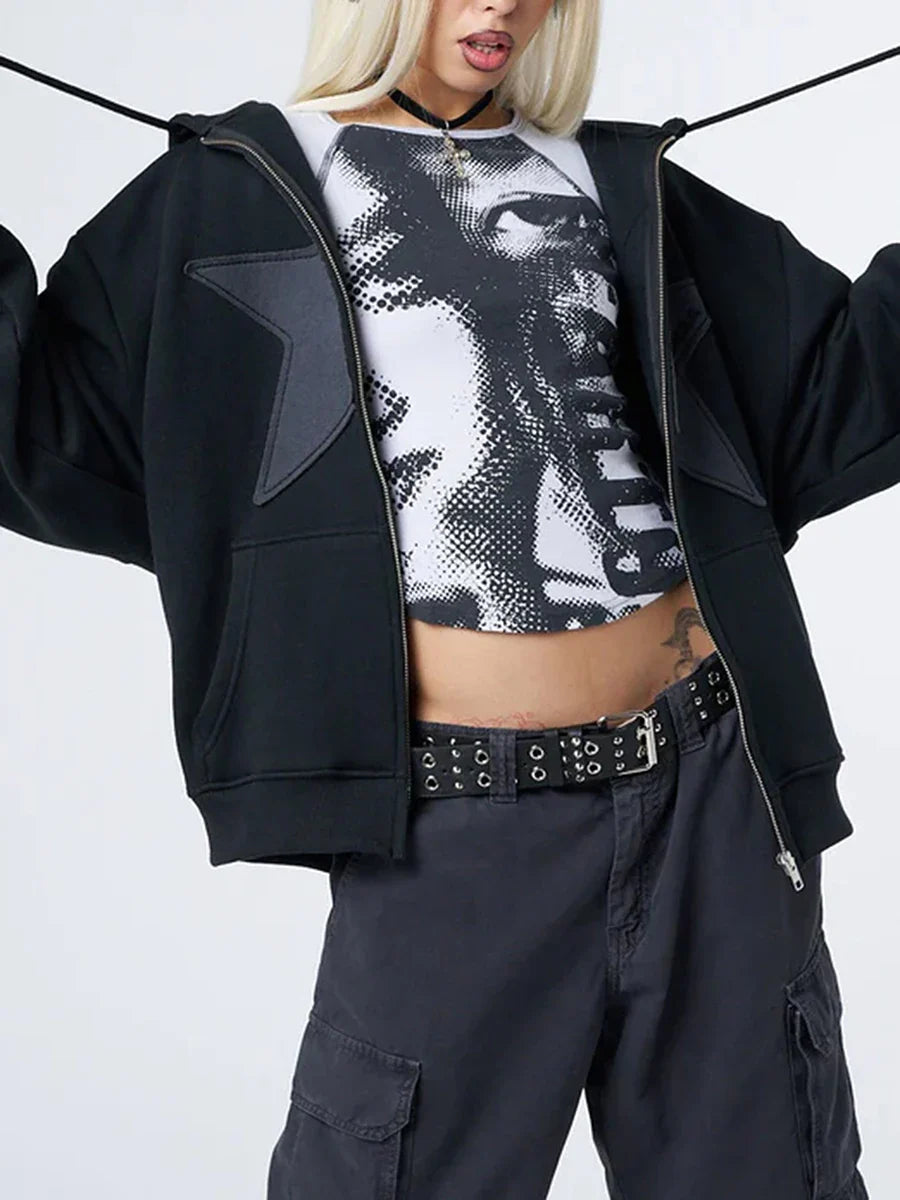 Drune | Damen Strickjacke mit Sternenprint