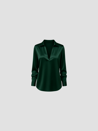 Drune | Damen Satinbluse mit V-Ausschnitt