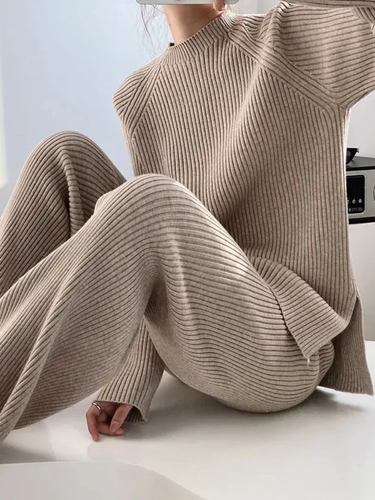 Drune | Damen Strickset aus Weichem Rippstrick
