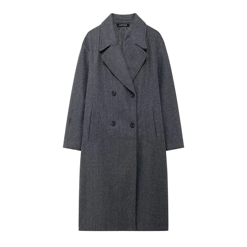 Drune | Damen Wintermantel mit Revers und Doppelreiher