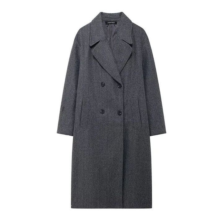 Drune | Damen Wintermantel mit Revers und Doppelreiher