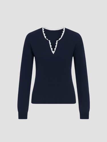 Drune | Damenpullover mit Wellenausschnitt
