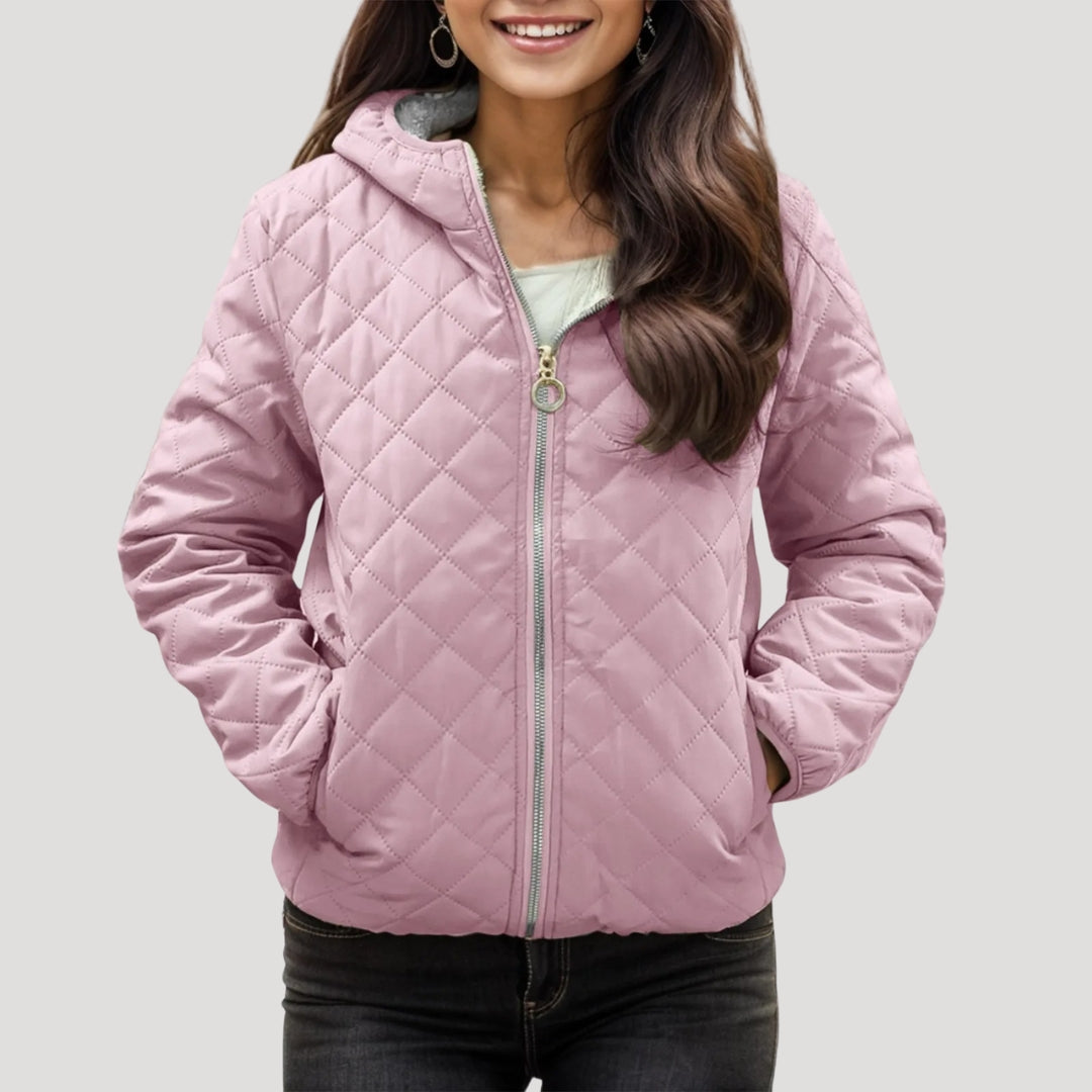 Drune | Frauen Stilvolle Gequiltete Pufferjacke mit Kapuze Stil