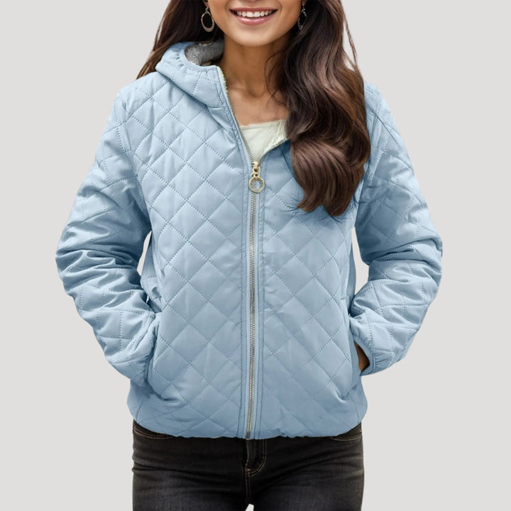 Drune | Frauen Stilvolle Gequiltete Pufferjacke mit Kapuze Stil