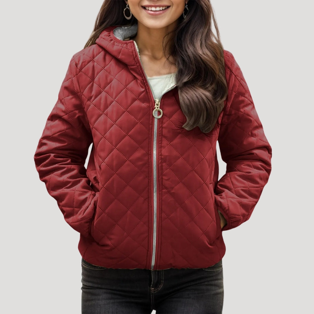 Drune | Frauen Stilvolle Gequiltete Pufferjacke mit Kapuze Stil