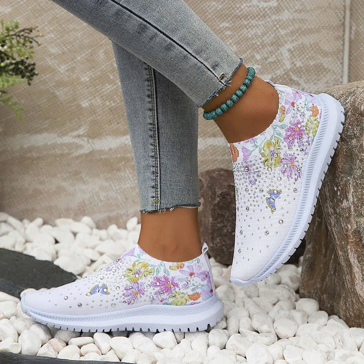 Drune –  Atmungsaktive Strick-Plattformschuhe mit Blumenmuster