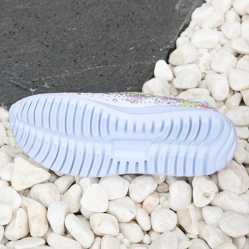 Drune –  Atmungsaktive Strick-Plattformschuhe mit Blumenmuster