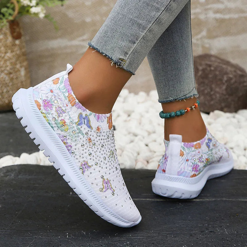 Drune –  Atmungsaktive Strick-Plattformschuhe mit Blumenmuster
