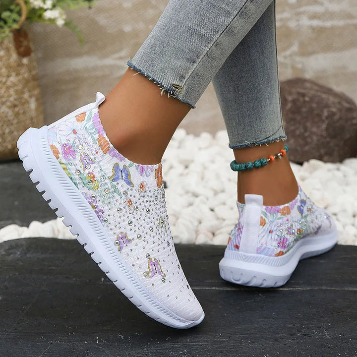 Drune –  Atmungsaktive Strick-Plattformschuhe mit Blumenmuster