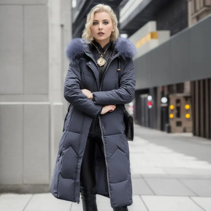 Drune | Lange Pufferjacke Pelzkragen Gepolstert Winterjacke Langen Überjacke