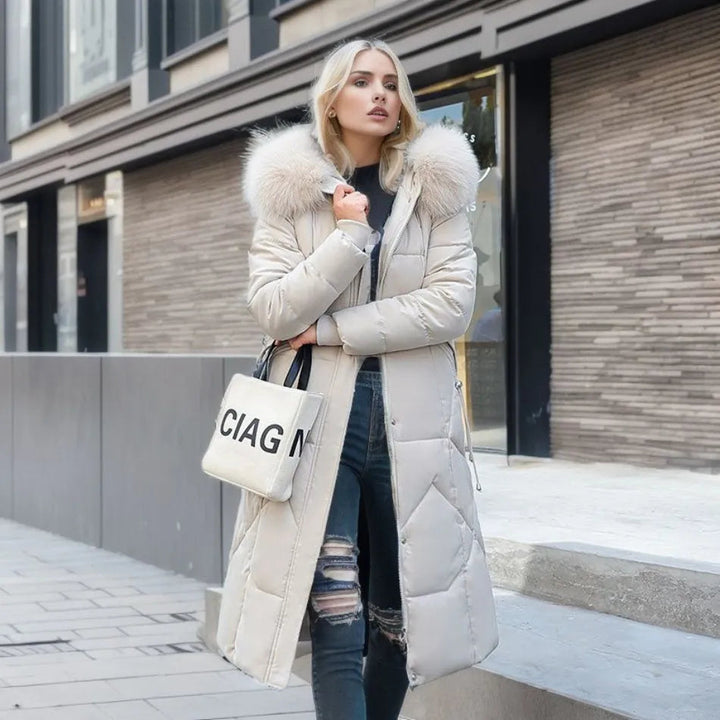 Drune | Lange Pufferjacke Pelzkragen Gepolstert Winterjacke Langen Überjacke