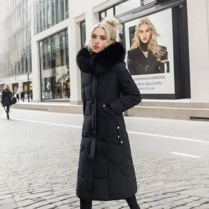 Drune | Lange Pufferjacke Pelzkragen Gepolstert Winterjacke Langen Überjacke