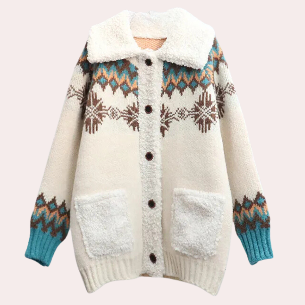 Drune | Gestrickte Winterjacke mit Fleecekragen - Freizeitmode