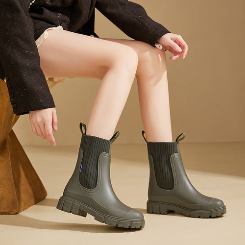 Damen Gummistiefel wasserdicht mit rutschfester Sohle Drune