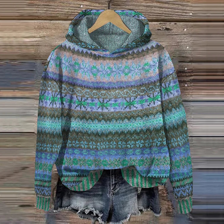 Drune | Hoodie mit norwegischem Muster - Strickpullover mit Kapuze
