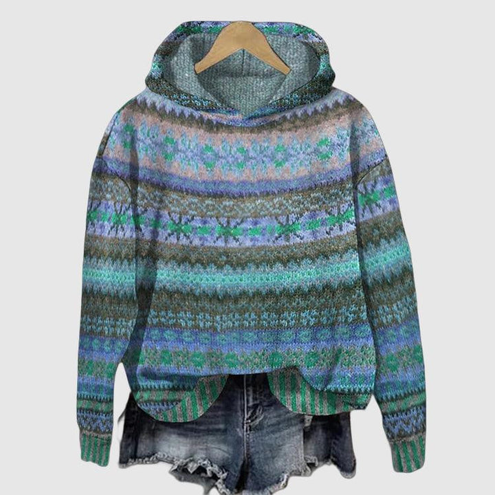 Drune | Hoodie mit norwegischem Muster - Strickpullover mit Kapuze