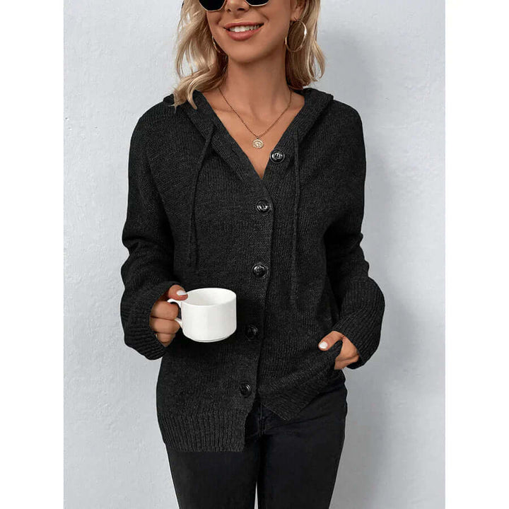 Drune | Damen Strickjacke mit Kapuze und langen Ärmeln