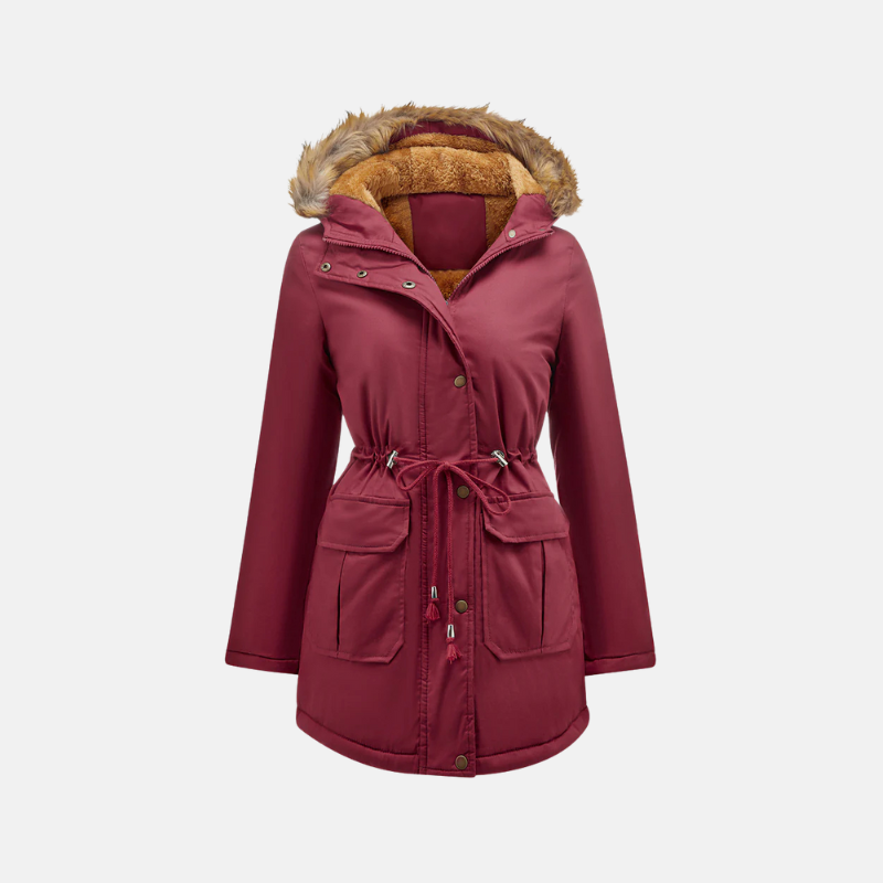 Drune | Damen Parka Winterjacke mit Fleece-Futter und Kunstfellkapuze