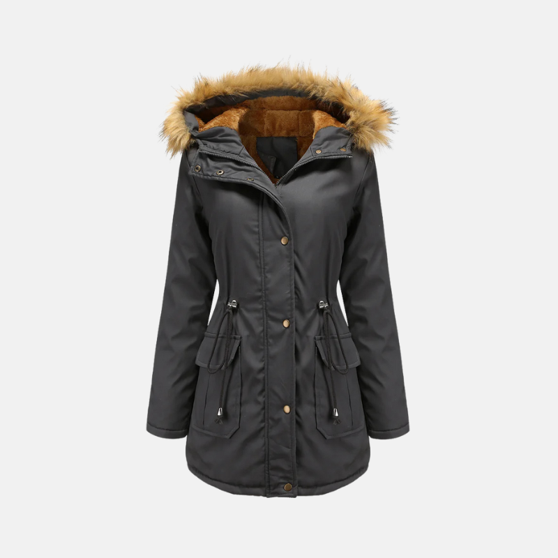 Drune | Damen Parka Winterjacke mit Fleece-Futter und Kunstfellkapuze