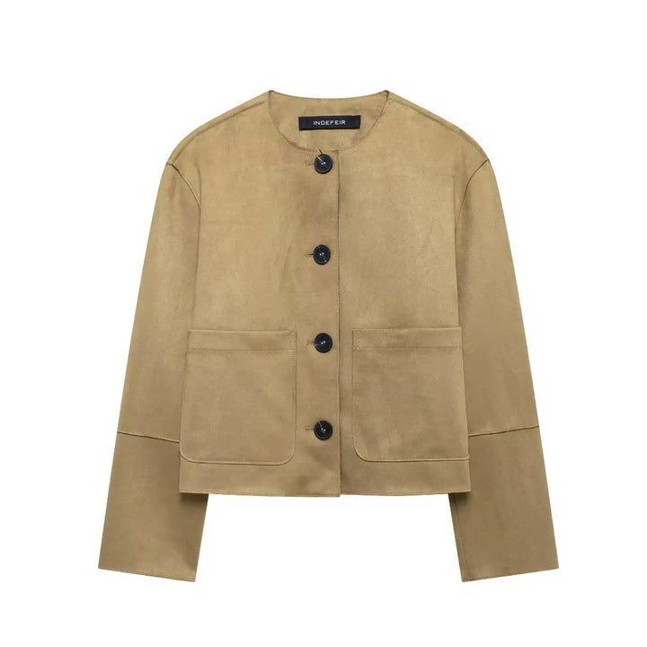 Drune | Damen Bomberjack mit Minimalistischem Design und Knopfleiste