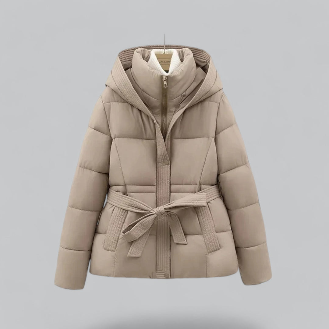 Drune | Damen Winter Parka Jacke mit Kapuze und Taillengürtel