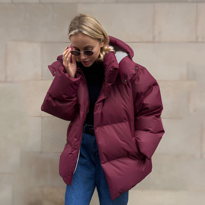 Drune | Damen Winter Pufferjacke mit Kapuze und Reißverschluss