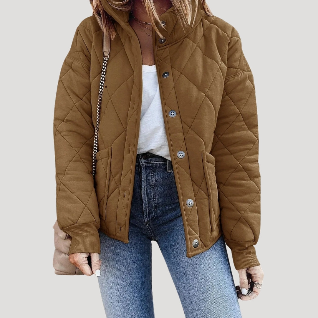 Drune | Damen Gestepptes Pufferjacke mit Stehkragen und Reißverschlusstaschen