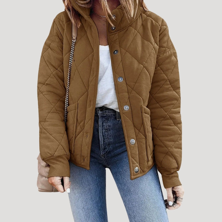 Drune | Damen Gestepptes Pufferjacke mit Stehkragen und Reißverschlusstaschen