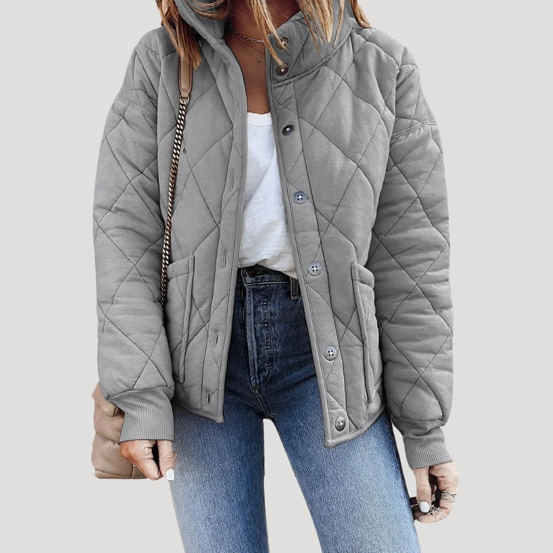 Drune | Damen Gestepptes Pufferjacke mit Stehkragen und Reißverschlusstaschen