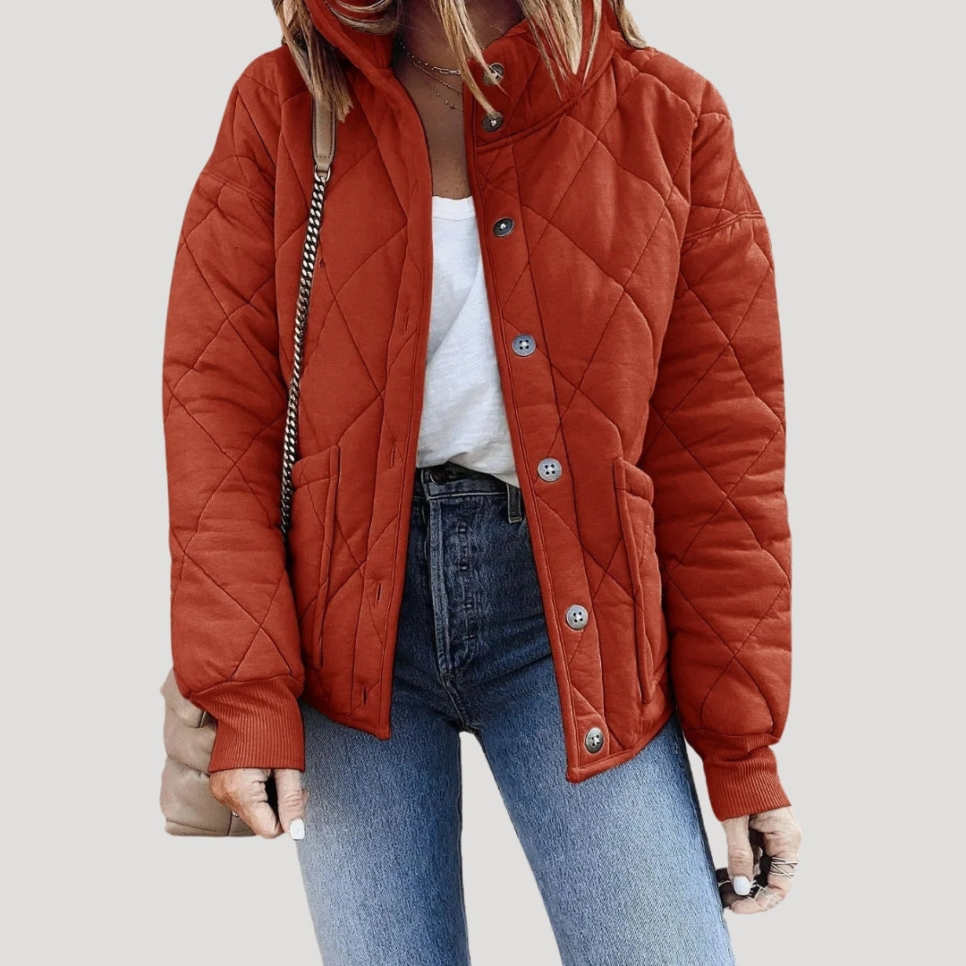 Drune | Damen Gestepptes Pufferjacke mit Stehkragen und Reißverschlusstaschen